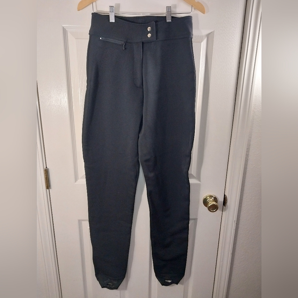 Schoeller Skifans Black High-Waisted Ski Pants With Stirrup Bottoms Size 10